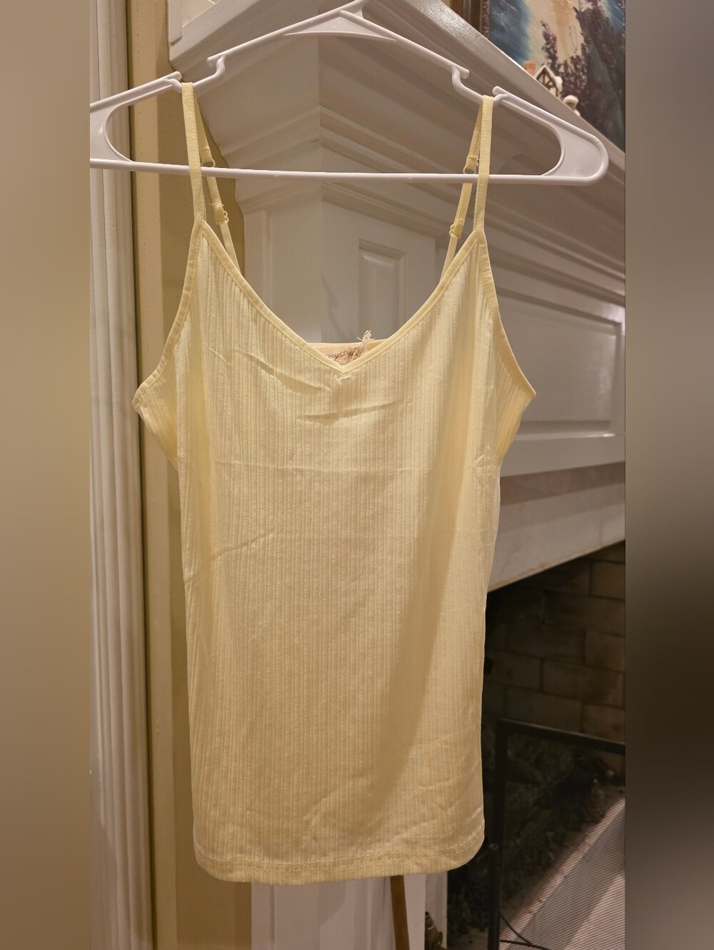 Mystree Soft Yellow Ribbed Cami with Adjustable Straps